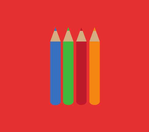 Fire blyanter i ulike farger