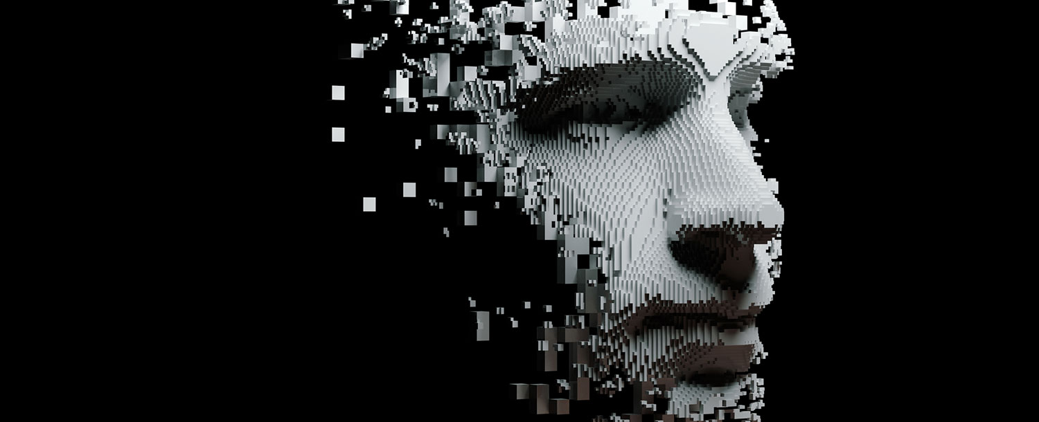 Et fragmentert datagenerert digitalt ansikt